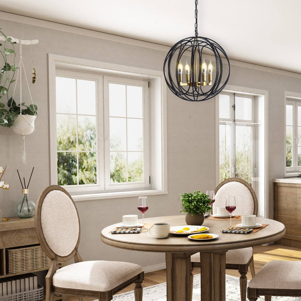 Modern American spherical chandelier -4 bulbs -E12 lamp holder