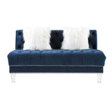 Blue Sectional Sofa w/2 Pillows, Navy Blue Velvet