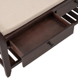 TREXM  Shoe Rack with Cushioned Seat and Drawers, Multipurpose Entryway Storage Bench (Espresso)