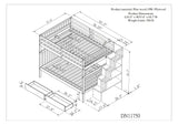 Full Over Full Bunk Bed with 2 Drawers and Staircase