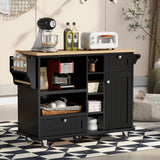 Kitchen Island Cart with Storage Cabinet and Two Locking Wheels, Solid wood Microwave cabinet