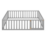Full Size Wood Daybed Frame with Fence, Gray（OLD SKU:WF289662AAE）
