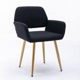Hengming Small Modern Living Dining Room Accent Chairs Fabric Mid-Century Upholstered Side Seat Club Guest with Metal Legs Legs (Black)set of 2.