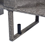2-Piece All-Weather Wicker Conversation Set Rattan Sofa Set Outdoor Patio Half-moon Sectional Furniture Set w/ Side Table for Umbrella, Gray Rattan+Gray Cushion