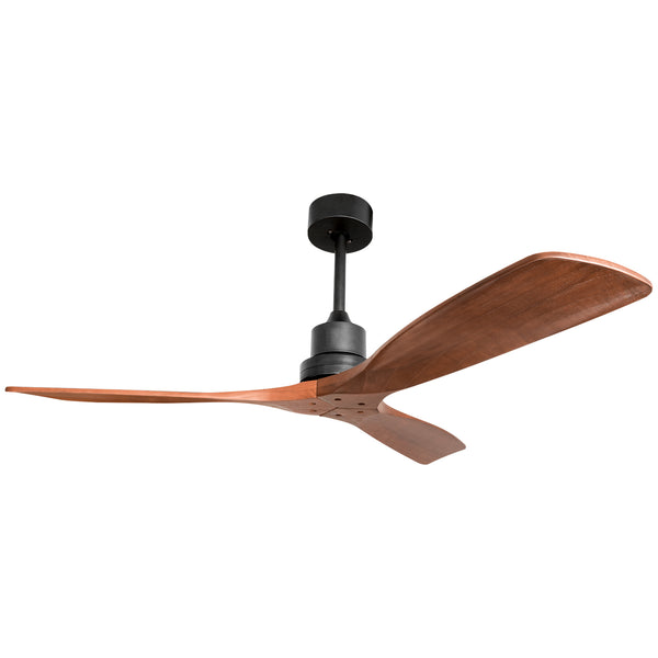 52inch Outdoor Farmhouse Ceiling Fan with Remote Carved Wood Fan Blade Reversible Motor