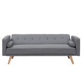 Dark Grey Double Corner Folding Sofa Bed, Two Throw Pillows