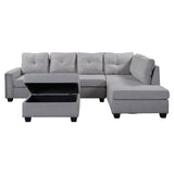 Light Grey Sectional Sofa with Ottoman
