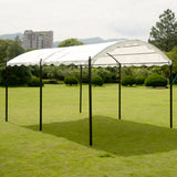 TOPMAX Outdoor Patio 13ft.Lx10ft.W Iron Carport Shelter Garage Tent, Garden Storage Shed with Anchor Kit, White