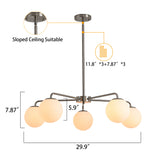 Modern American living room simple golden chandelier glass lampshade 5 bulbs