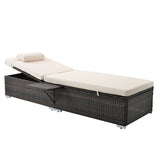 Outdoor Wicker Chaise Lounge - 2 Piece patio lounge chai; chase longue; lazy boy recliner; outdoor lounge chairs set of 2 beach chairs, recliner chair with side table