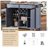 Kitchen Island Cart with Two Storage Cabinets - wine Rack, Two Drawers - Spice Rack
