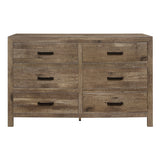 Rustic Style Dresser with 6 Storage Drawers Weathered Pine Finish