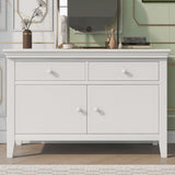 4 Pieces Traditional Concise Style White Bedroom Sets, Nightstand+ Dresser+ Mirror+ Full Bed