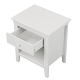 3 Pieces Traditional Concise Style White Bedroom Sets, Nightstand+Chest+Full Bed