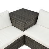 4 PCS Outdoor Cushioned PE Rattan Wicker Sectional Sofa Set Garden Patio Furniture Set Beige