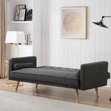 Dark Grey Double Corner Folding Sofa Bed, Two Throw Pillows