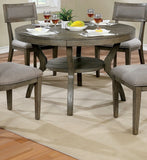 Rustic Grey Solid wood Round Dining Table w Shelf Dining Room Furniture 1pc Table Only