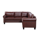 Brown Mid-Century Sectional Corner Sofa L-shape