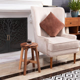 Acacia Wood Stool Round Top Chairs Best Ideas End Tables For Sofas Sub-stool for Living Room Bedside Strong Weight Capacity Upto 350 LBS, Natural Color