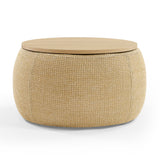 Round Storage Ottoman, 2 in 1 Function, Work as End table