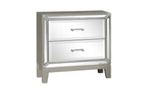 Queen 6 Piece Mirror Front Bedroom set made with Wood in Silver Color