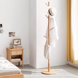 Coat Rack, Wooden Coat Rack / Hat Rack Wall Freestanding with 4/8 Hooks, Easy Assemble Coat Rack Round Base Bracket for Clothes, Hats, Accessories, for Bedroom, Office, Hallway, Entrance