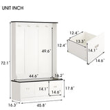 Two-tone Hall Tree with 4 Hooks and 3 Large Drawers, Coat Hanger, Entryway Bench, Storage Bench