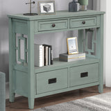 Pine Wood Console Table Entry Sofa Table with 4 Drawers & 1 Storage Shelf for Entryway Living Room Bedroom Hallway Kitchen