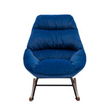Tufted Upholstered Padded Seat Rocking Chair-Velvet Blue