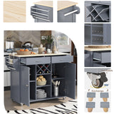 Kitchen Island Cart with Two Storage Cabinets - wine Rack, Two Drawers - Spice Rack