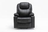 Leather Electric Lift Recliner for the Elderly with Massage and Heat, Power Lift Chair, with Breathable microporous Leather, USB Ports, 2 Cup Holders, Sofa suitable for living room&bed room, Black