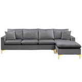 Grey Sectional Sofa with Ottoman