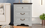 Nightstand with 3 Drawers and USB Charging Ports