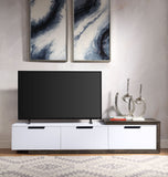 TV Stand, White High Gloss & Rustic Oak
