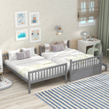 Full Over Full Bunk Bed with Trundle, Convertible to 2 Full Size Platform Bed