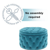 [New] 29.5" Wide Classic Button Tufted Velvet Round Ottoman With Storage Living Room Footrest