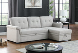 Light Gray Linen Reversible Sleeper Sectional Sofa