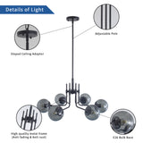 Modern American style chandelier-black iron-glass lampshade -6 bulbs