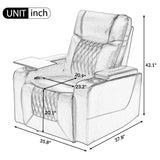 Power Motion Recliner with USB Charging Port and Hidden Arm Storage 2 Convenient Cup Holders Design and 360° Swivel Tray Table,Black（旧PP198292AAB）
