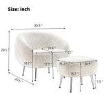 Orisfur. Modern Comfy Leisure Accent Chair, Teddy Short  Plush Particle Velvet Armchair with Ottoman for Living Room