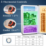 Compact refrigerator with freezer, 3.2 Cu.ft Mini Fridge with Reversible Door, 5 Settings Temperature Adjustable for Kitchen, Bedroom, Dorm, Apartment, Bar, Office, RV