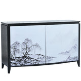 Modern Sideboard Buffet Storage Cabinet with 2 Decorative Doors, 2 Drawers and 4 shelves for Living room, Entryway