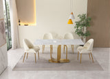 Dining Table in Gold with Sintered Stone Top and  U shape Pedestal Base