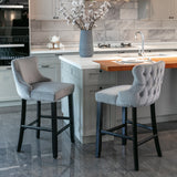 Contemporary Velvet Upholstered Wing-Back Barstools
