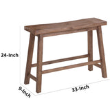 Saddle Seat Wooden Bench with Canted Frame, Oak Brown