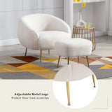 Orisfur. Modern Comfy Leisure Accent Chair, Teddy Short  Plush Particle Velvet Armchair with Ottoman for Living Room