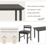 Dining Room Table and Chairs with Bench, Rustic Wood Dining Set, Set of 6
