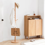 Coat Rack, Wooden Coat Rack / Hat Rack Wall Freestanding with 4/8 Hooks, Easy Assemble Coat Rack Round Base Bracket for Clothes, Hats, Accessories, for Bedroom, Office, Hallway, Entrance