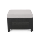 Riley Outdoor Wicker Print 2 Seater Chat Set with Ottomans  Dark Grey