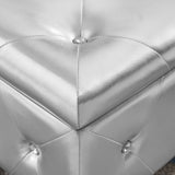 Storage Bench, Flip Top Entryway Bench Seat with Safety Hinge, Storage Chest with Padded Seat, Bed End Stool for Hallway Living Room Bedroom, Supports 250 lbs,Silver PU